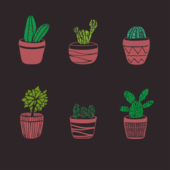 Hand Drawn Cactus Set