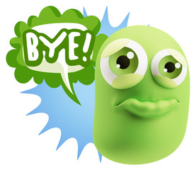 Fototapeta premium 3d Rendering Sad Character Emoticon Expression saying Bye with C