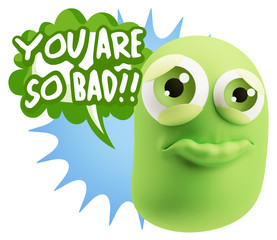 3d Rendering Sad Character Emoticon Expression saying You are so