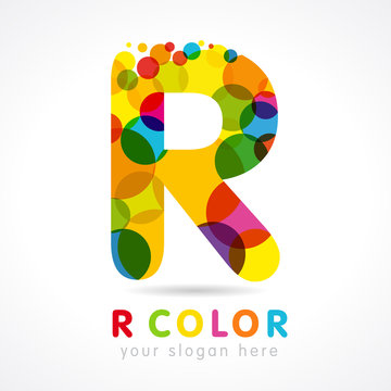 Colored R logo. Letter "r" business colorful logo vector template, colorful rise icon in bubble color