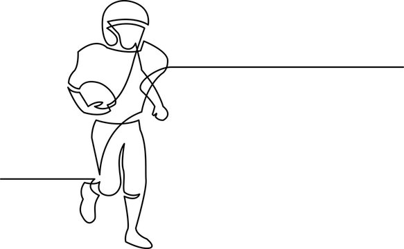 Continuous Line Drawing Of Youth Football Player