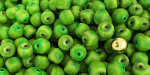 Golden apple standing out from the crowd