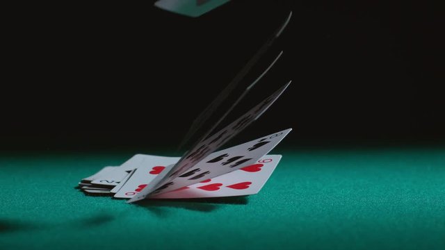 Throwing cards on table in slow motion; shot on Phantom Flex 4K at 1000 fps