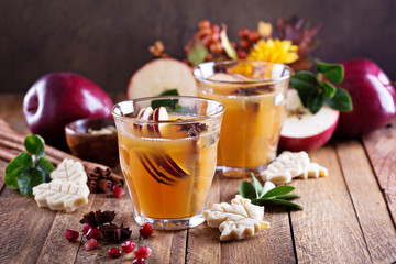 Warm apple cider with spices