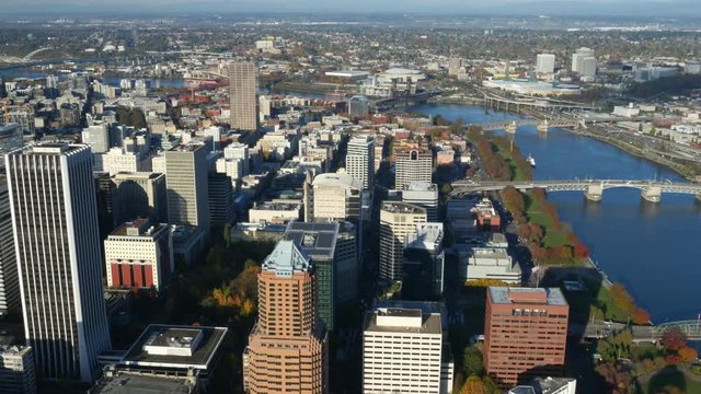 City of Portland, Oregon, USA aerial video: 4K Ultra HD