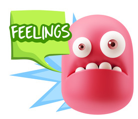 3d Rendering Sad Character Emoticon Expression saying Feelings w