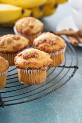 Banana muffins on cooling rack