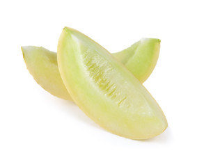Ripe cantaloupe melon on white background