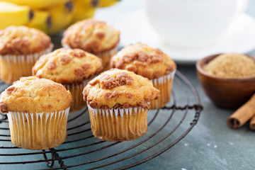 Banana muffins on cooling rack