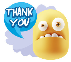 3d Rendering Sad Character Emoticon Expression saying Thank You