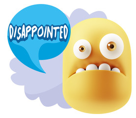 3d Rendering Sad Character Emoticon Expression saying Disappoint
