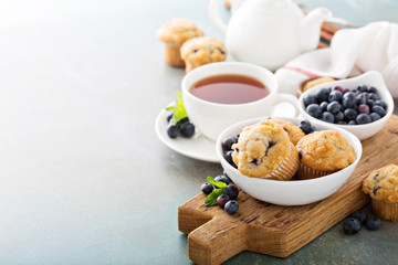 Blueberry muffins in a bowl