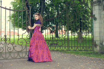 Fototapeta premium girl in a classic ball gown