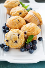 Blueberry muffins on a plate