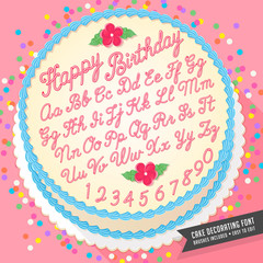 gradient free vector cake decorator icing font with birthday cake  - 120541479