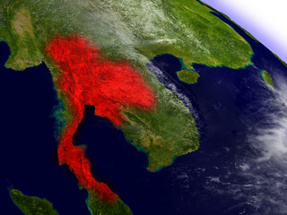 Thailand from space highlighted in red