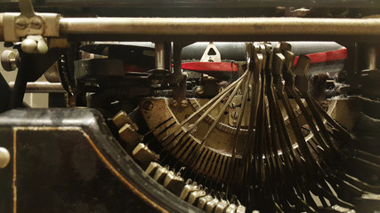 Antique Typewriter. Vintage Typewriter Machine Closeup