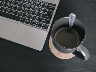 laptop with coffee