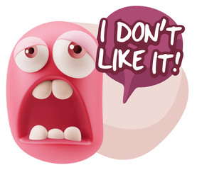 3d Rendering Sad Character Emoticon Expression saying I Don't Li