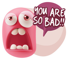 3d Rendering Sad Character Emoticon Expression saying You are so