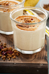 Banana smoothie in mason jars