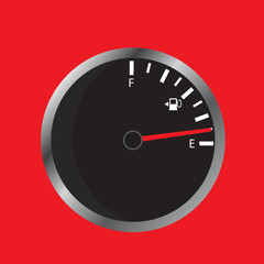 Fuel indicator. Illustration on red background for design ,Empty Energy