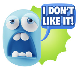 3d Rendering Sad Character Emoticon Expression saying I Don't Li