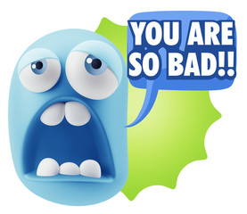 3d Rendering Sad Character Emoticon Expression saying You are so