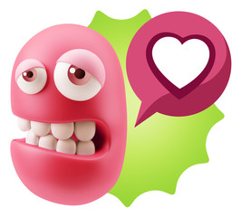 Obraz premium 3d Rendering Sad Character Emoticon Expression saying Heart Shap