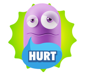 3d Rendering Sad Character Emoticon Expression saying Hurt with