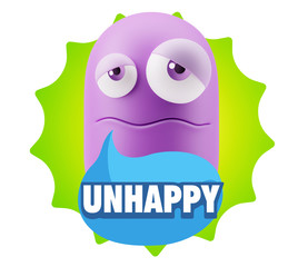 3d Rendering Sad Character Emoticon Expression saying Unhappy wi