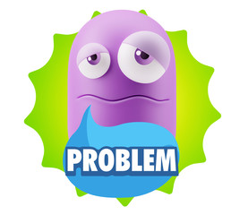 3d Rendering Sad Character Emoticon Expression saying Problem wi