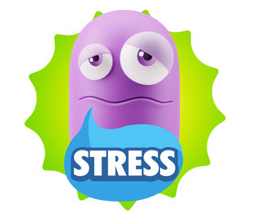 3d Rendering Sad Character Emoticon Expression saying Stress wit