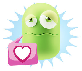 3d Rendering Sad Character Emoticon Expression saying Heart Shap