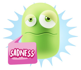 3d Rendering Sad Character Emoticon Expression saying Sadness wi