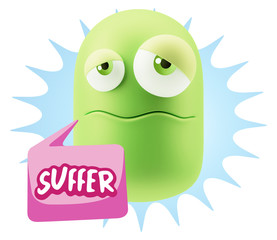 Fototapeta premium 3d Rendering Sad Character Emoticon Expression saying Suffer wit