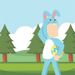 Obraz na płótnie Canvas bunny guy searching for easter eggs