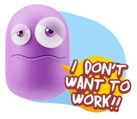 3d Rendering Sad Character Emoticon Expression saying I Don't Wa