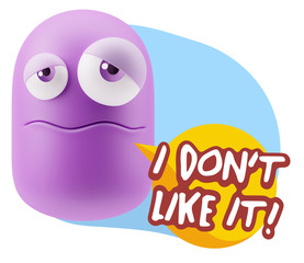 3d Rendering Sad Character Emoticon Expression saying I Don't Li