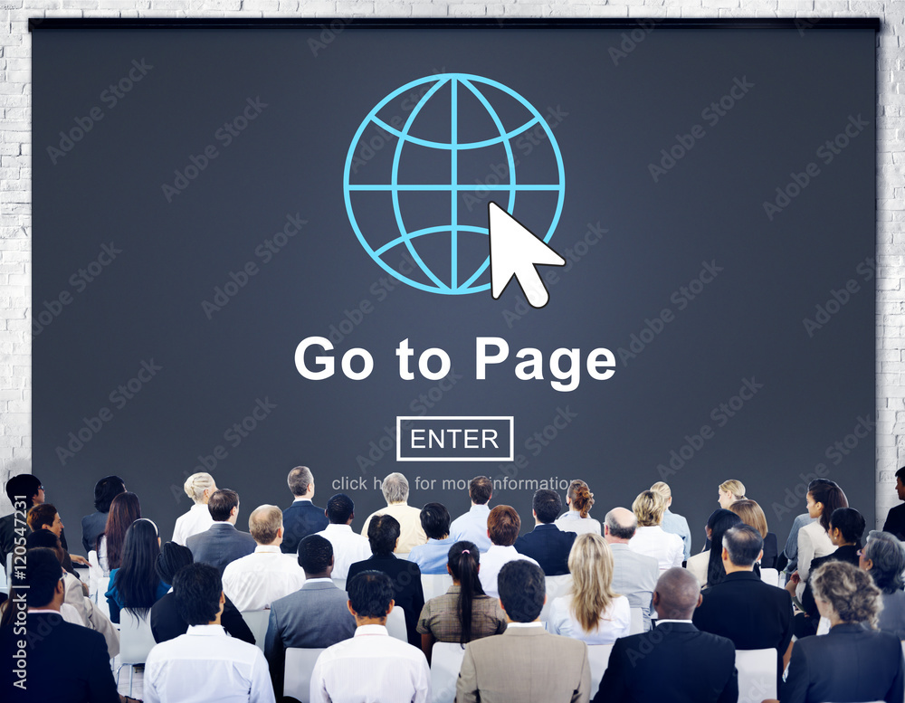 Poster go to page enter button interface concept