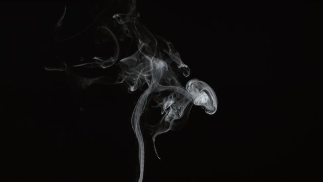 Smoke on black background in slow motion; shot on Phantom Flex 4K at 1000 fps