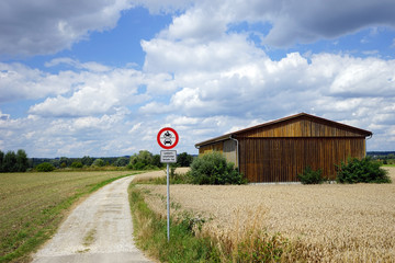 Dirt road and barn