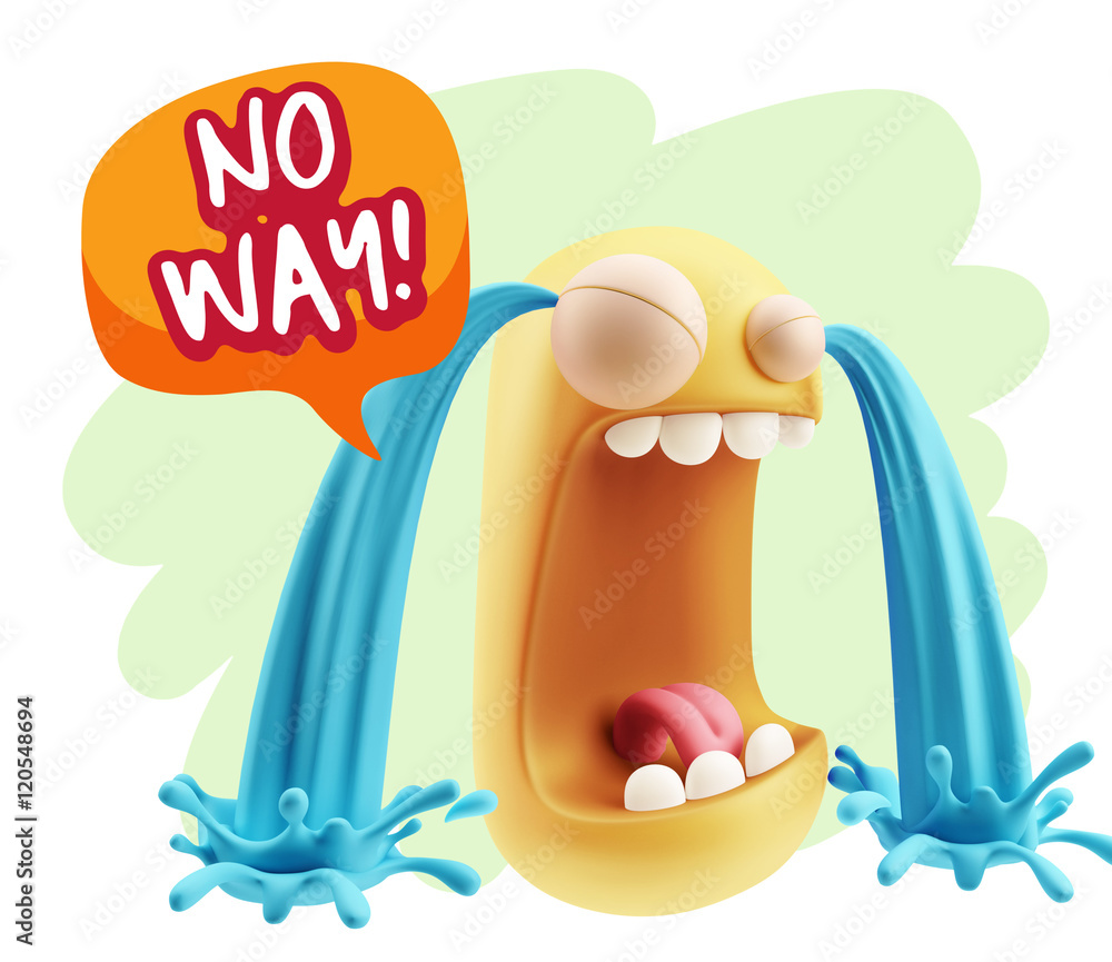 Aufkleber 3d rendering sad character emoticon expression saying no way wit