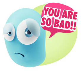 3d Rendering Sad Character Emoticon Expression saying You are so
