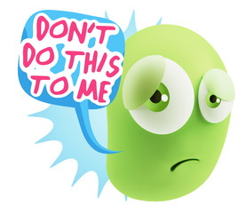 3d Rendering Sad Character Emoticon Expression saying Don't do t