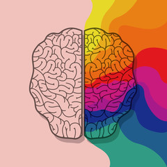 Brain icon. Human organ mind and creativity theme. Colorful design. Vector illustration