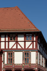 Malerisches Haus mit Fachwerk in der Altstadt von Göttingen, Niedersachsen, Deutschland
