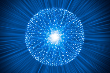 Nucleus of Atom Nuclear explode ray radiation light science abstract blur background.