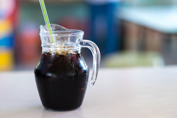 Soft drink on table in pitcher