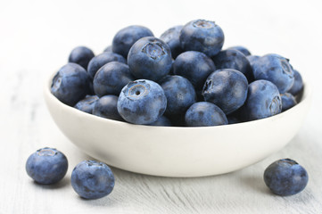 Blueberries in white bowl